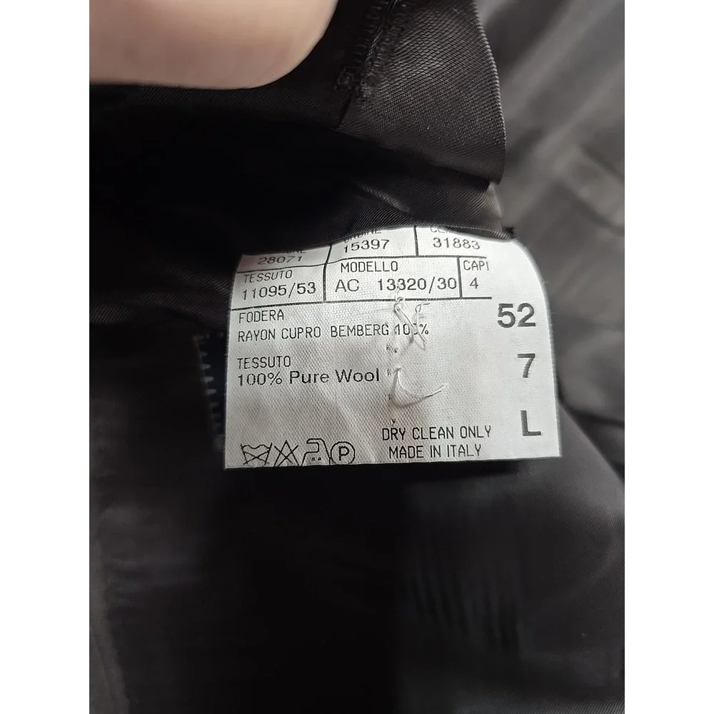 Canali Italy Super 120 Brown Pinstripe Bold Jacket Coat 52 L